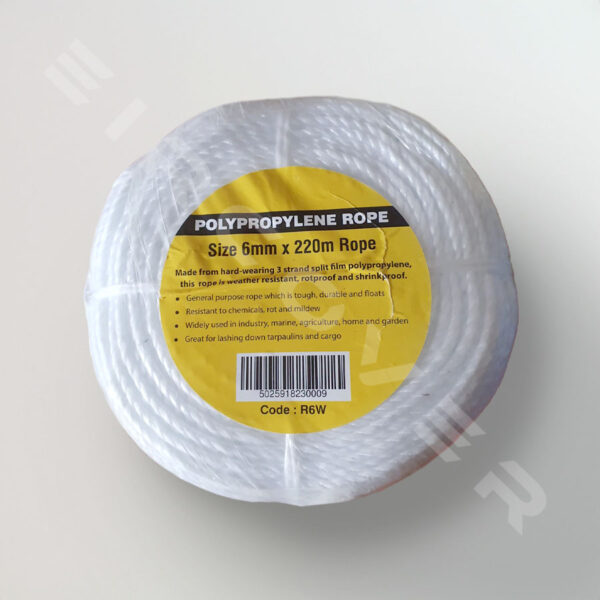 polypropylene rope 6 x 220 white colour