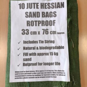 Sandbags Rot Proof Hessian 33 cm X 76cm (13'X30') - 10 Pack