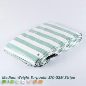 170 GSM Green / White Striped Tarpaulins